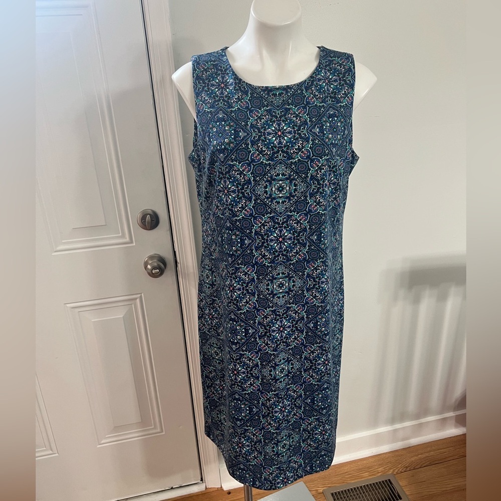 Talbots Blue Patterned Midi Dress - Picture 2 of 4